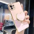 Phone Case For Xiaomi Mi 11t Pro 11 T Plating Love Heart Fold Holder On Xiomi Mi11T 11tpro Xiaomi11t Luxury Stand Silicone Cover. 