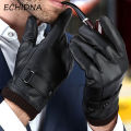 ECHINDA Winter Outdoor Faux Leather Waterproof Full Finger Touch Screen Gloves. 
