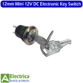 2/5 pcs Stainless Steel Electronic Key Switch ON OFF ON Lock 12mm Power Switch 12*21mm 3 PIN 2 Keys by electrica. 