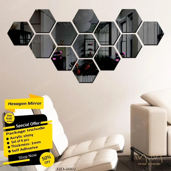 Hexagon%20Mirror%20Size%206x6%20Wall%20in%20Acrylic,%20Self%20Adhesive%20for%20DIY%20Bedroom%20Bathroom%20Home%20D%C3%A9cor%20Acrylic%20Golden%20Mirror%20Wall%20Art%206/12/24/48%20Pcs%20M&M%20Decor%20-%20Image%204