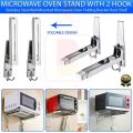 Microwave Oven Stand With 2 Hooks - 304 Stainless Steel Wall Mounted Microwave Oven Bracket Rack Shelf - Folding Wall Mount Rack for Microwave Kitchen Organizer / Microwave Oven Rack Shelf / Microwave Oven Storage Rack / Folding Wall Bracket for Microwave. 