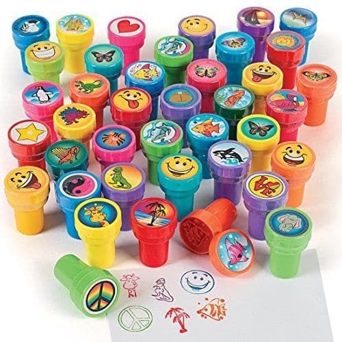 10 Pcs Set - Assorted Kids Stamps - Cartoon Character Smiling Face Animals & Smiley More Stamp Self Ink Scrapbook DIY Painting Art Craft Decor For Kids Boys Girls Children