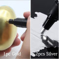 Chrome Paint Marker Reflective Liquid Mirror Paint Pens Golden Silvery Ink 2mm Writing Tip For Model Metal Wood Plastic Stone. 