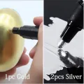 Chrome Paint Marker Reflective Liquid Mirror Paint Pens Golden Silvery Ink 2mm Writing Tip For Model Metal Wood Plastic Stone. 