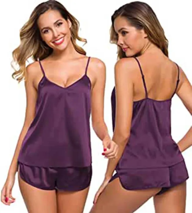 Silky%20Pajama%20Set%20for%20Women%20Cami%20Top%20and%20Shorts%20Silk%20PJ%20Set%20Nighties%20for%20Women%20Lingerie%20Sleepwear%20-%20Image%203