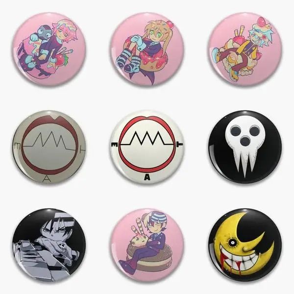 Soul Eater Crona And Ragnarok Macaron Maka Donut Lemon Cake Soft Button Pin Customizable Metal Hat Women Lapel Pin Cute Brooch