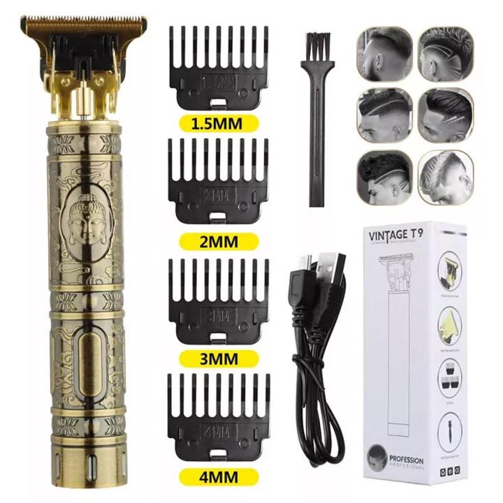 Professional Vintage T9 Trimmer for men USB rechargeable metal electric hair and beard clipper cutter trimmer machine exact trimmer for men price Best online trimmer, Grooming product for men