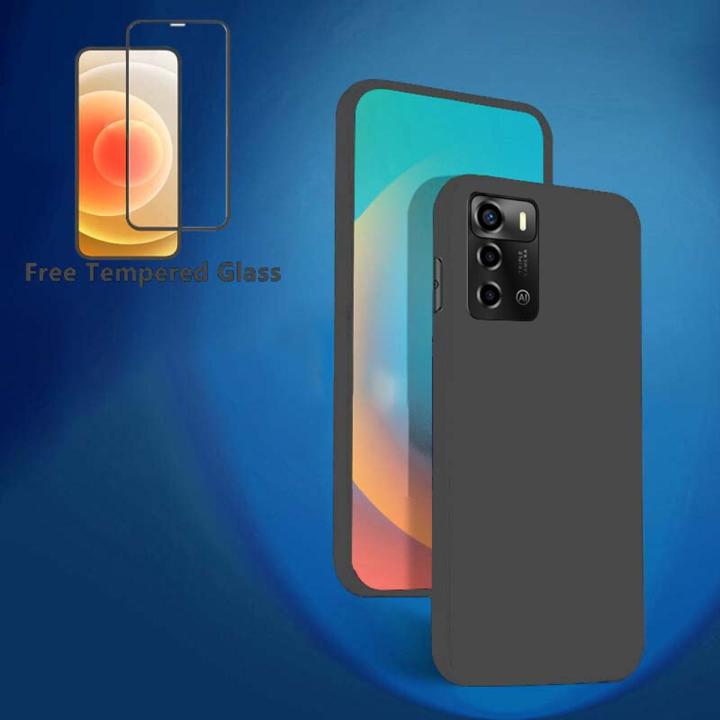 Phone Case ZTE Blade A72 Back Cover + Tempered Glass Screen Protector Film Transparent Clear Silicone Cover Full Protector Phone Casing for ZTE Blade A72 Housing