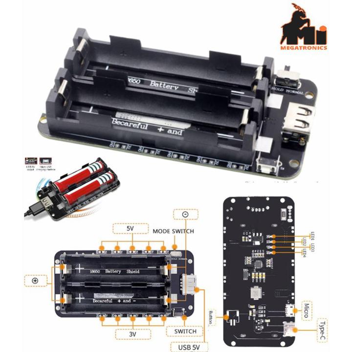 Dual 18650 Lithium Battery Arduino raspberry pi Power Expansion Board Module