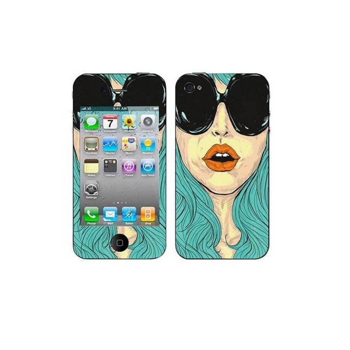 Apple Iphone 4 Cool Girl Custom Mobile Skin - Multicolor