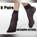 Ladies Ultra-Thin Nylon Ankle Socks (Skin & Black). 