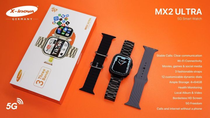 MX2%20Ultra%205G%20Smartwatch%204/64GB%20WIFI/Bluetooth/3%20Straps/Calling/GPS%20-%20Image%203