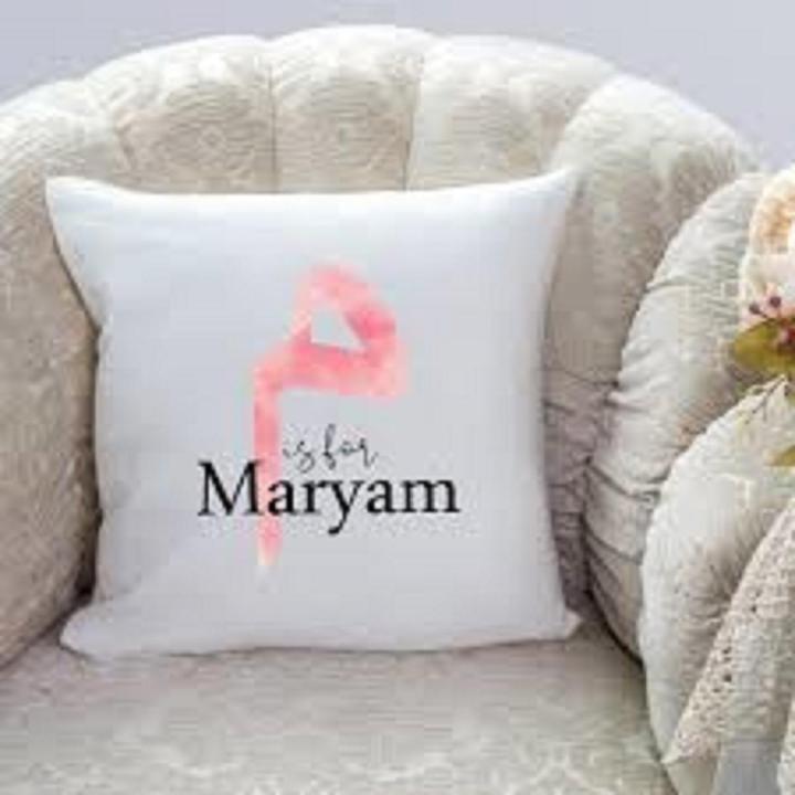 M Letter Name Printed Customized Cushion Personalized Pillow in Silk Daraz.pk