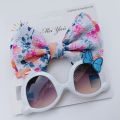 【hot】 2Pcs/Pack Bows Headband Round Sunglasses For Children Kids Vintage Summer Sun Glasses Protection Glasses Baby Hair Accessories. 