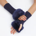 Knitted Women gloves Elasticity Plush Furry Half fingers mittens Fashion gloves for Outdoor Girls Women. 