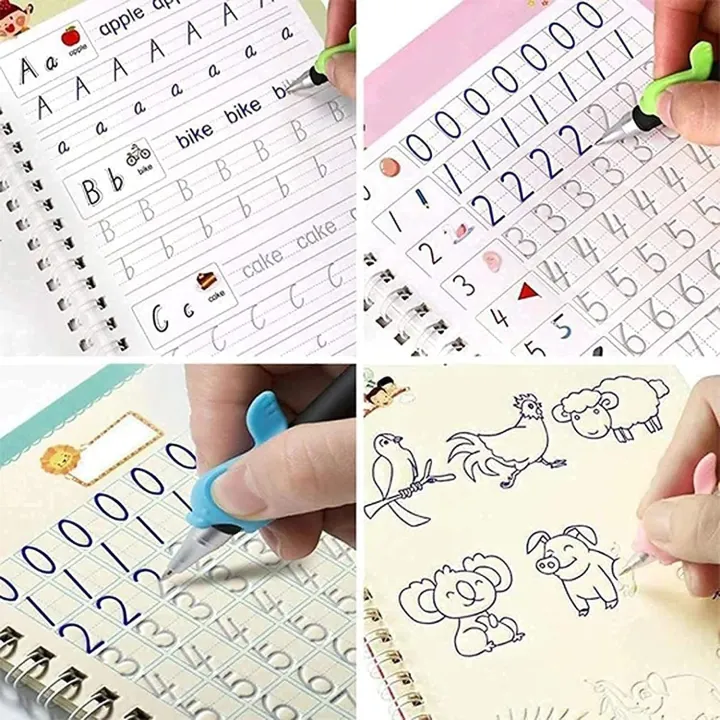 Sank%20Magic%20Practice%20Copybook,%20(4%20Book%20+%2010%20Refill+%201%20Pen)%20Number%20Tracing%20Book%20for%20Preschoolers%20with%20Pen,%20Magic%20Calligraphy%20Copybook%20Set%20Practical%20Reusable%20Writing%20Tool%20Simple%20Hand%20Lettering%20-%20Image%203