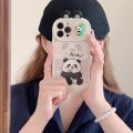 Sroof Case For iPhone 11 12 13 14 15 Pro Max Fashion Simple Cute Animal Panda Bamboo Oval Edge White Airbag Shockproof Silicone Soft Phone Case Back Cover. 