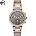 Michael Kors Gray Dial Two-tone Stainless Steel Chronograph Ladies Watch MK-6440. 