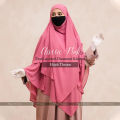 Hijab Throne – Classic Pink Two Layered Diamond Khimar - Extra Long Chiffon Georgette Fabric - Super Soft & Premium Quality Hijabs for Women. 