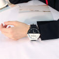 1 Pair Candycat Men Women Lover Couple Watches Fashion Black White Students Simple Retro Quartz Student Watches Large Dial Round Shape Girls Boys Wristwatches. 