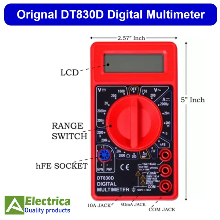 DT830D%20Digital%20Multimeter%20AC/DC%20Volt%20Amp%20Ohm%20Diode%20hFE%20Continuity%20Tester%20(Battery%20and%20Leads%20Included)%20by%20electrica%20-%20Image%204