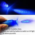 Invisible Ink Pen Creative Magic LED Highlighter Pen 2 In 1 UV Black Light. 
