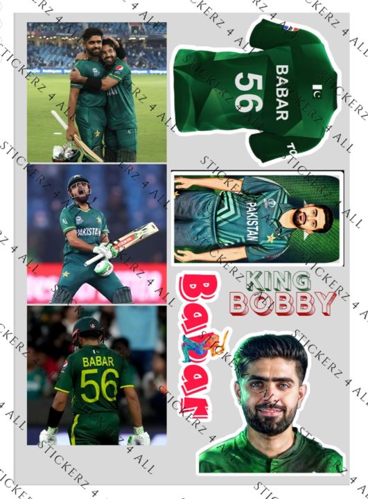 uncut sticker sheet BABAR AZAM A6 size based on pakistani cricket player babar azam T20 world cup aesthetic cool trendy ideal for journaling, notebooks, phone cases, gifting, skateboards, laptops, guitars and perfect for all cricket fans and lovers