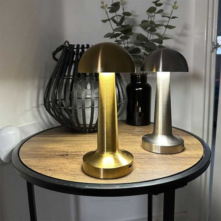 Cordless Industrial LED Table Lamp, Rechargeable Battery Operated Metal Touch Sensor 3-Levels Brightness Portable Night Light for Dining Restaurant Nightstand