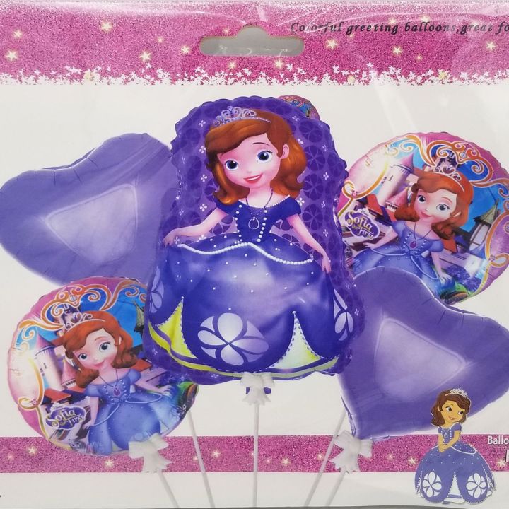 PRINCESS SOFIA THEME FOIL BALLOONS ( PACK OF 5 FOIL BALLOONS )