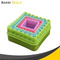 Square Cookie and Biscuit Cutters, Assorted Sizes, Bright Colors, 5-Piece Set. 