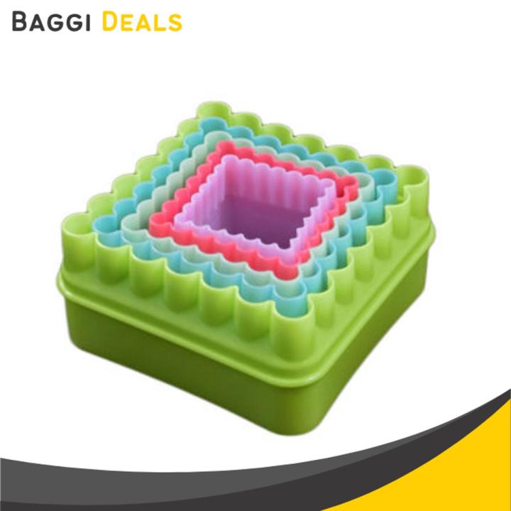 Square Cookie and Biscuit Cutters, Assorted Sizes, Bright Colors, 5-Piece Set