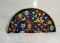 Traditional Half Moon Shaped Clutch Purse Size 9x5 Inches Hand Made Embroided Mirror Work Pakistani Sindhi Handicraft for Females. 