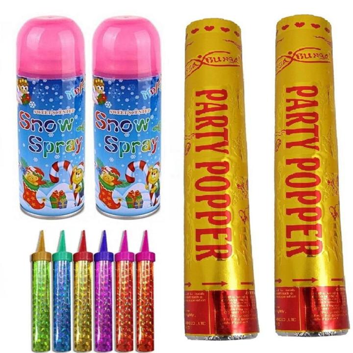 Birthday Party Package 6 Sparkling Candles 2 Large Popper With 2 Snow Spray, Combo Deal, For Birthday, Anniversary, Happy Birthday, weddings & Parties