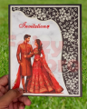 Luxury Wedding Invitation Card – Bride & Groom Illustration | Premium Mehndi, Barat, Nikah & Walima Cards. 