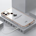 For Infinix Hot 10i Back Cover Luxury 6D Plating Maple Leaf Side Pattern Soft Silicone Square Mobile Phone Case. 