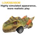 Dinosaur Toy Car Interactive T-rex Dinosaur Car Toy Fun Battery-free Gift for Kids Perfect Party Favor Basket Stuffer Crash-resistant Dinosaur Car. 
