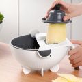 Magic Vegetable Cutter with Drain Basket 9 in 1 Multi-functional Kitchen Veggie Fruit Shredder Grater Slicer. 