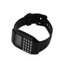 MA Students Calculator Digital Watch Solid Color Silicone Calculator Wrist Watch-black. 