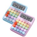 Colorful Desktop Calculator, Cute Electronic Calculator 12 Digit Large LCD Display, Typewriter-Inspired Big Round Buttons Mechanical Key Calculator for Office School Student Home (Blue+Purple) - 1 Piece. 