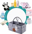 Diaper Caddy Organizer - Portable Storage Basket - Essential Bag for Nursery, Changing Table and Car - Waterproof Liner Is Great for Storing Diapers, Bottles. 