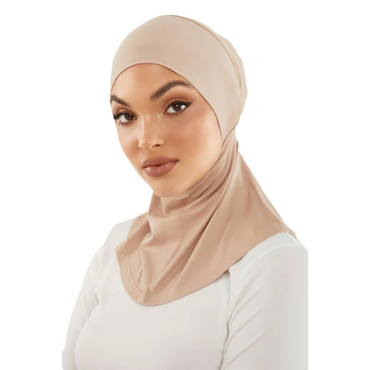 Ninja Hijab Cap, Women's Stretch Jersey Full Neck Coverage Islamic Headwear, Underscarf Hijab Cap for Girls and Women