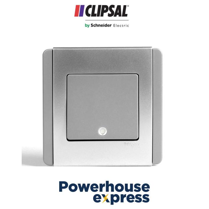 1 Gang 1 Way Switch Grey Silver with Fluorescent, Light Switch Button, 1 Way Light Switch, Vertical switch, NEO, Switches 10A 1 Gang Switch, Grey Silver with Fluorescent Switch, Clipsal Switch - Clipsal by Schneider Electric - E3031V1_FGGS