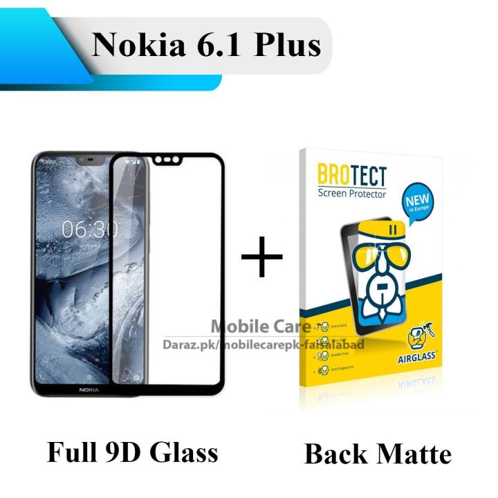 Nokia 6.1 Plus Full 9D5D6D10D11D21D Tempered Glass Screen Protector Full Glue Edge To Edge + Back Matte Protector Soft Skin Sheet Soft Film Protection For Nokia 6.1 Plus