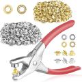 BRADOO- 401Pcs 1/4inch 6mm Grommet Eyelet Pliers Kit, Grommet Tool Kit with 400 Metal Eyelets in Gold and Silver,Eyelet Grommets. 