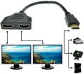 HDMI Male to Dual HDMI Twin Female 1 in 2 out Y Splitter Short Cable Converter for TV Xbox Blue-Ray DVD Players PS3, HDMI Male to Dual HDMI 1 Male to 2 Female HDMI Y Splitter Cable - Support Two TVs or Monitor Multi Monitor Adapter for HDMI HD, LED, LCD. 