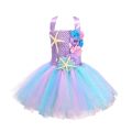 Girls Pastel Ariel Mermaid Tutu Dress Under the Sea Theme Birthday Party Costume with Flower Headband Ocean Flower Dresses 1-12Y. 