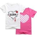 Baju-T Kanak-Kanak Perempuan Summer Kids Girls T-Shirt Love Heart Cartoon Short Sleeve Tops Cotton Breathable Cooling Wear. 