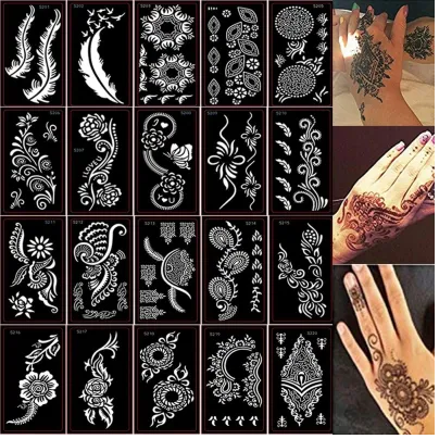 6Beautiful Arabic Bridal Mehndi Design Hands Henna Mehandi Stencils ...