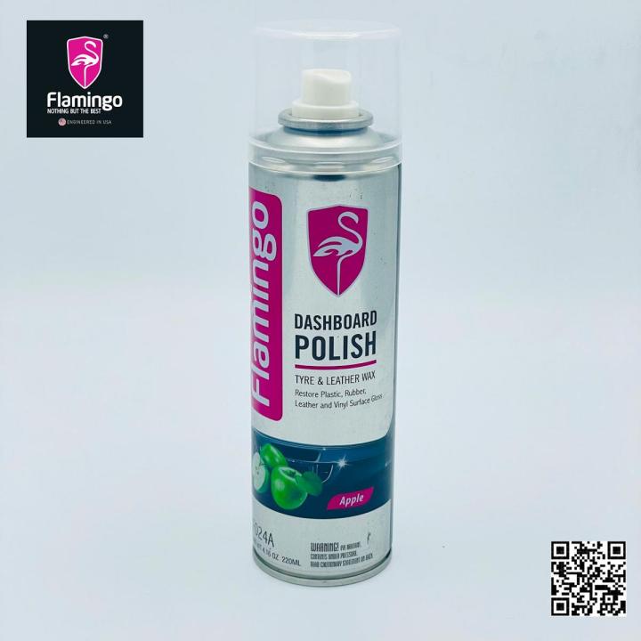 Flamingo DASHBOARD POLISH For Tyre & Leather Wax 220ML APPLE