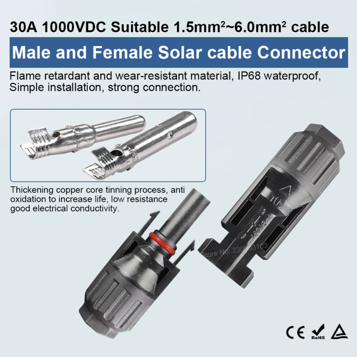 Solar%20Panel%20Cable%20Connector%20MC3/4%201000V%2030A%20Male%20Female%20Connector%20IP67%20with%20Diode%20Fuse%20for%20T%20Y%20Branch%20Parallel%20Solar%20Splitter%20-%20Image%202